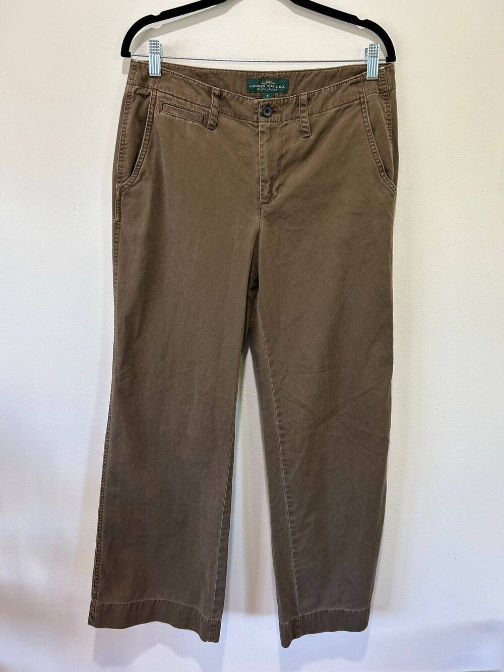 Ralph Lauren brown Biltmore chino pants womens 8 wide log classic neutral preppy